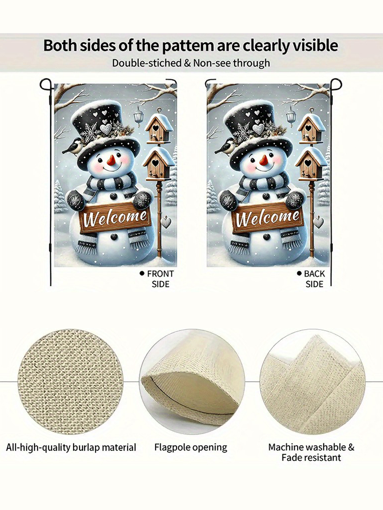 Snowman Welcome Winter Garden Flag